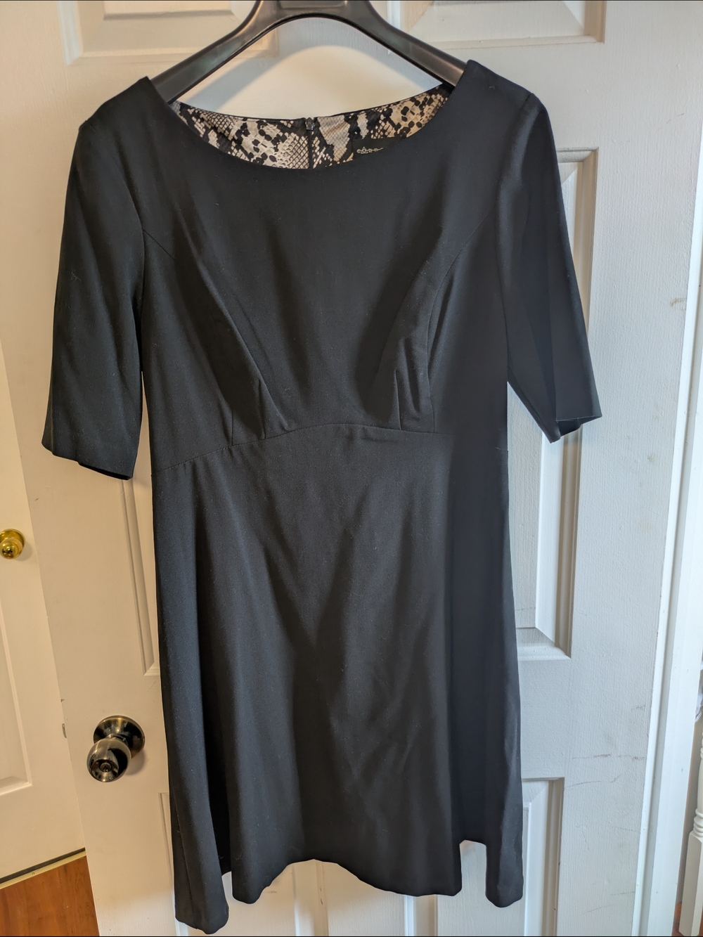 Connected Apparel Classic Black Scoop Neck Half Sleeve Women's Dress